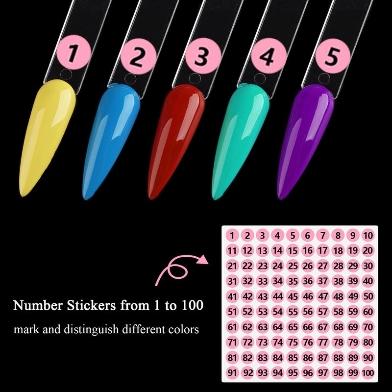 furtherpretty Clear Nail Swatch Sticks with Number Stickers, 50 Pcs Stiletto Nail Sample Swatches for Gel Polish Color Display Practice Nails muestrario de colores para uñas Manicure Supplies - Image 4